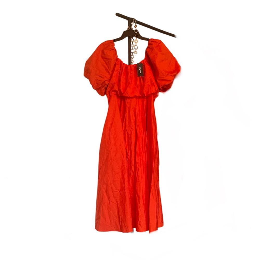 Rosabella City Chic Tangerine Tango Puff Sleeve Dress